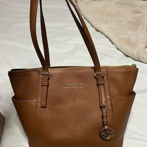 Michael Kors Cognac Saffiano Leather Tote with Gold Hardware